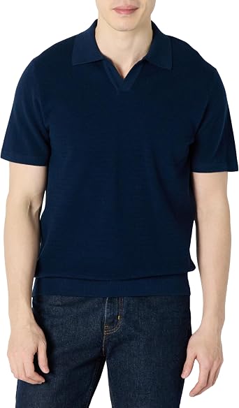 Amazon Essentials Mens Regular-Fit Short-Sleeve Knit Polo Sweater, Breathable Cotton Nylon