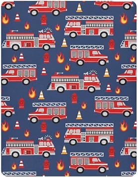 Fire Trucks Red Cars Crib Sheets Soft Breathable Fitted Baby Playard Sheets Mattress Cover for Girl Boys, 39" x 27" x 5"
