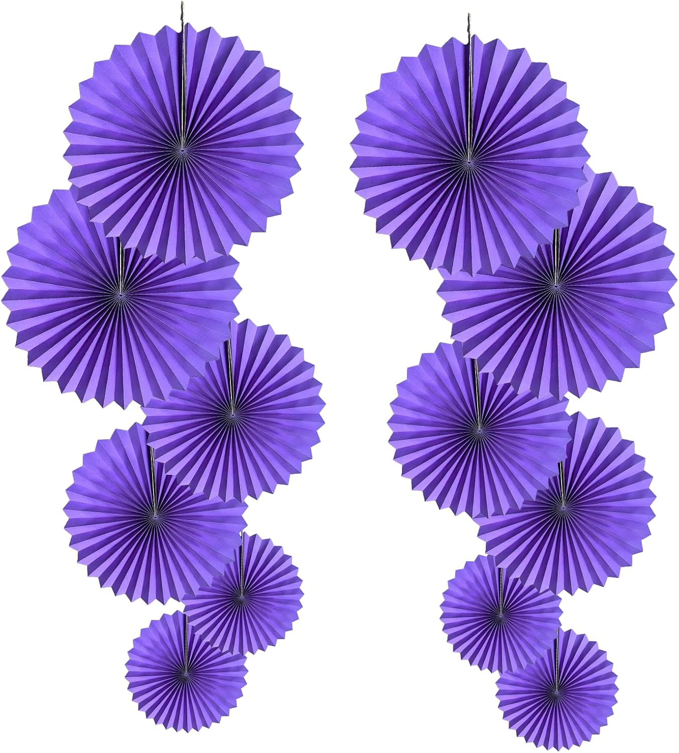 HQZ Purple Party Hanging Paper Fans DIY Set，12pcs Set Paper Fans Set Hanging Pinwheels Fan DIY Paper Craft for Wedding Birthday Christmas Party Decoration Hanging Paper Fan Flower Decoration (Purple)…