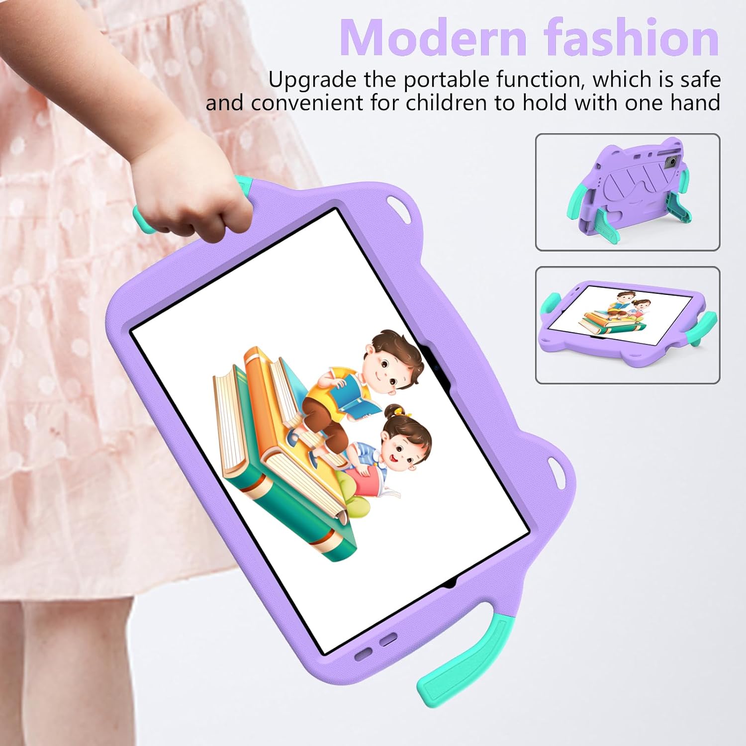 for Onn 11" Tablet Pro Model:100110027 (2023) Kids Case,Lightweight EVA+PC Kid Friendly Shockproof Stand Protective Case, with Handle + Shoulder Strap(Purple)