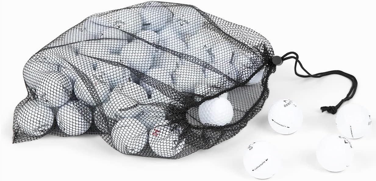 Clean Green Golf Balls Recycled & Used for Callaway Supersoft Golf Ball Mix - 12-48 Good Condition Balls - Includes GolfBalls and Mesh Carrying Bag