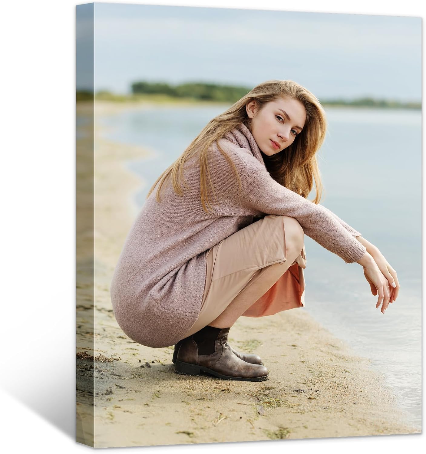 Custom Canvas Prints with Your Photos,Personalized Canvas Wall Art for Living Room, Bedroom, Dining Room (16'' X 20'' Framed)