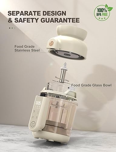 Miniatura 3 de Máquina automática de alimentos para bebés, molinos de alimentos de vidrio para bebés, licuadora y vaporera y máquina de puré con cocción