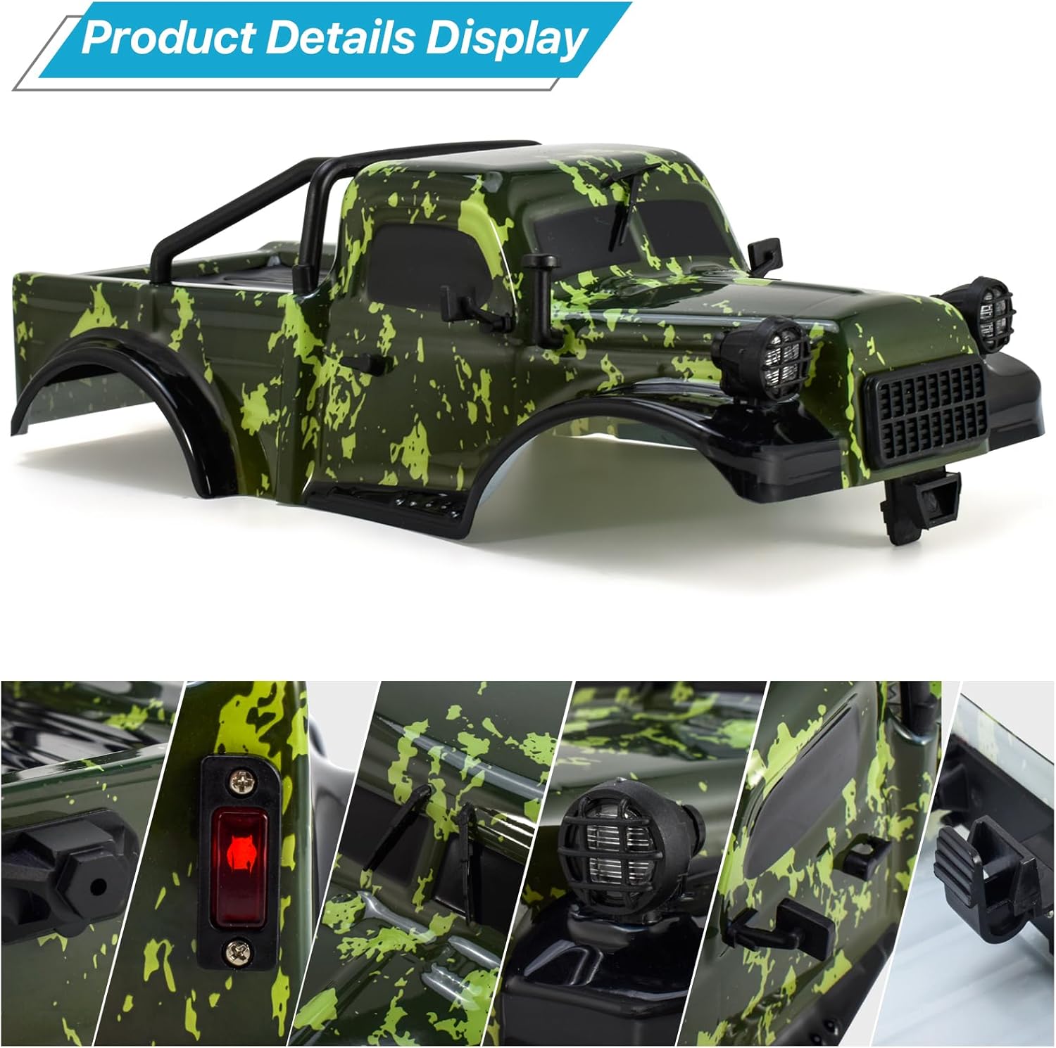 RC Truck Pickup Body Shell for 1/18 RC Crawler Car TRX4M Defender Bronco (Camouflage)