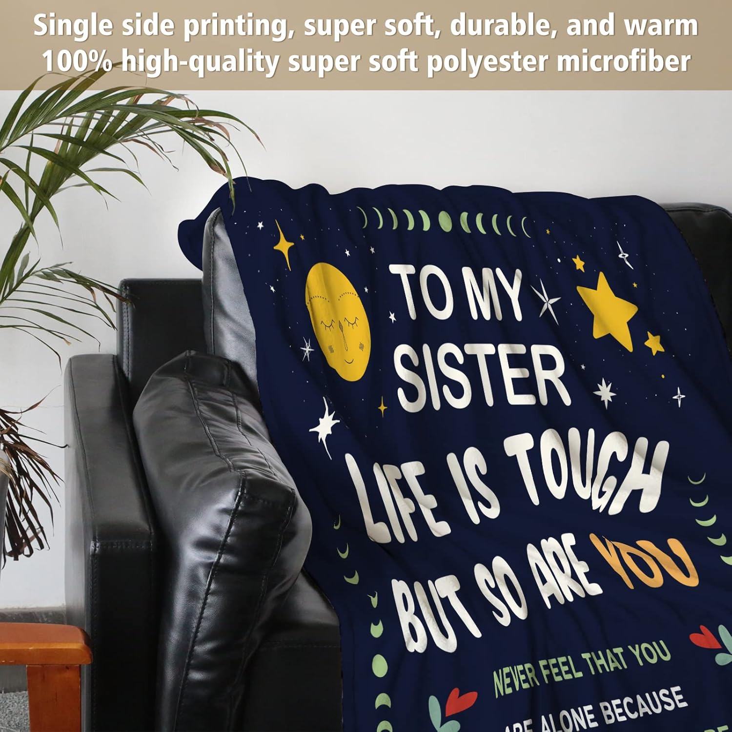 Niyewsor Sister Gifts, Sister Birthday Gifts Blanket, Gift for Big Sisters on Mothers Day, Christmas, to My Sis Life is Tough Soft Throw Blanket, 60" x 50" - Image 4