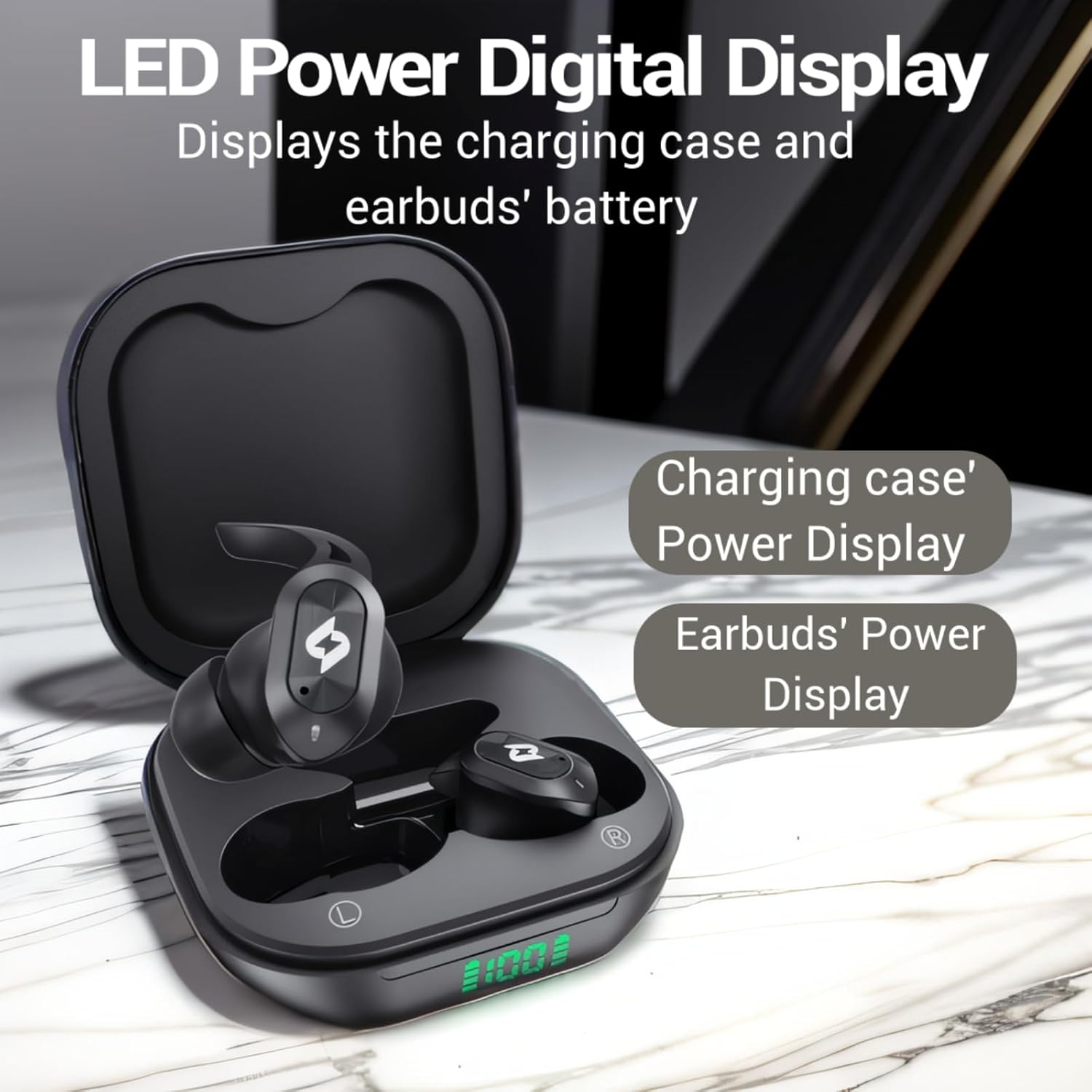 Wireless Earbuds Bluetooth Earbuds Wireless Charging Case Waterproof Headphones Built in Microphone Stereo Bass 64H Playback LED Power Display for iPhone Android Phones Computer Sports Gaming Workout - Image 2