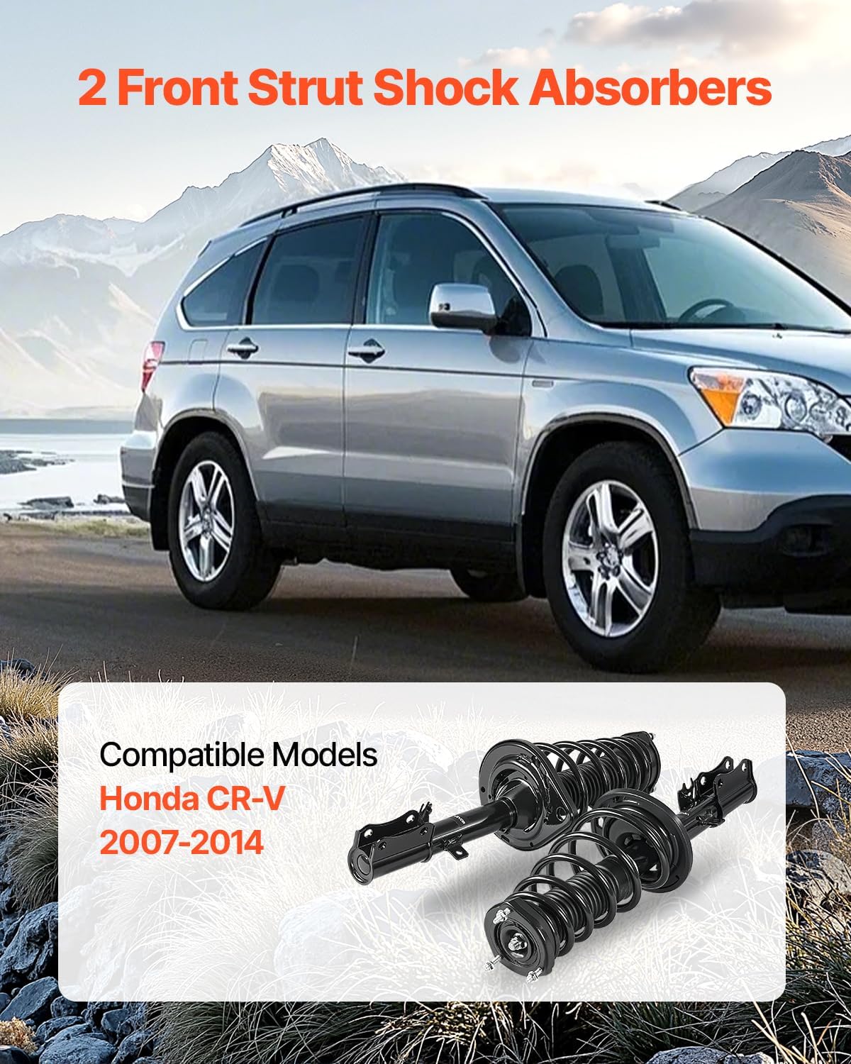 VEVOR 272491 272492 Front Shock Absorber Strut 2Pcs Shock and Strut Assembly with Coil Spring, Compatible with 2007-2014 Honda CR-V, Automotive Replacement Struts