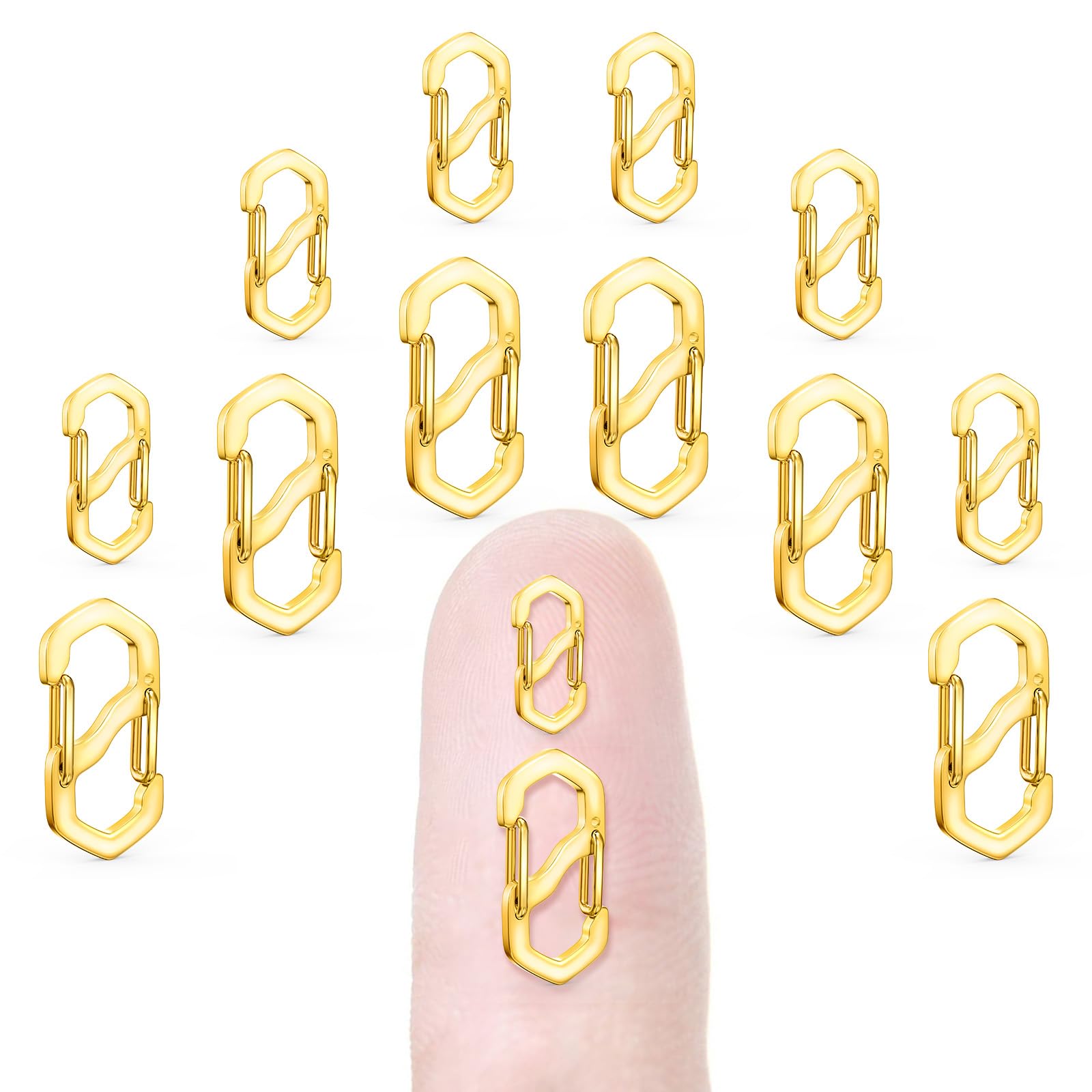 Evnlo 12Pcs Double Opening Lobster Clasp Necklace Shortener Bracelet Clasps and Closures,Gold Necklace Shortener Clip for Jewelry Making (Small & Large)