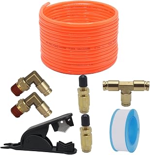 Air Line Service Kit for Air Spring Bag Suspension with Fittings, 20 Feet Air Line Tubing, Valves,1/4 NPT Elbow Fitting,Union Tee, Air Bag Suspension Kit Replacement Components