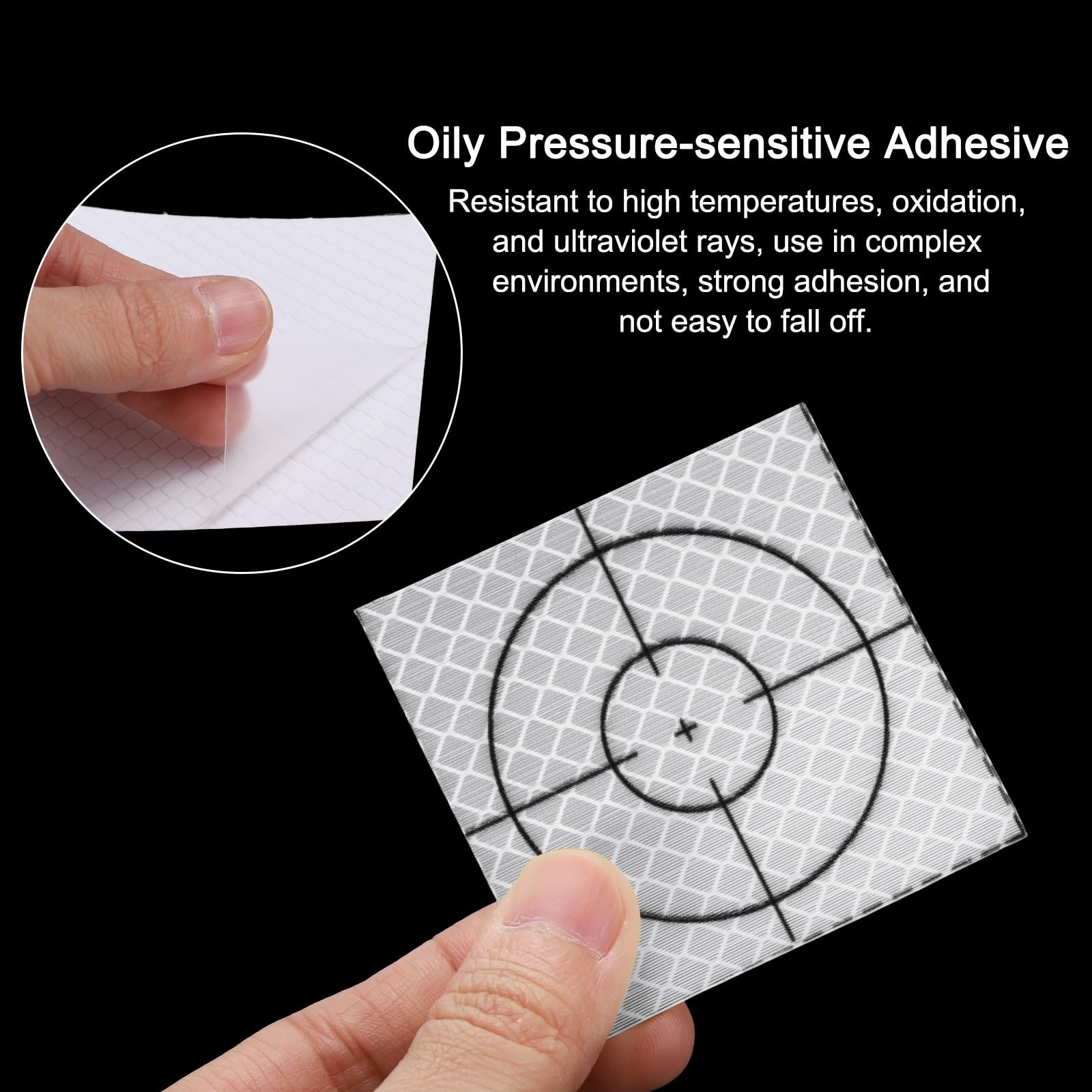 QUARKZMAN 80Pezzi Fogli Riflettenti per Rilevamento 60mm X 60mm Adesivi Target Autoadesivo per Topografia Nastro Riflettente per Stazione Totale Ispezione Navale Misurazione Gallerie Argento