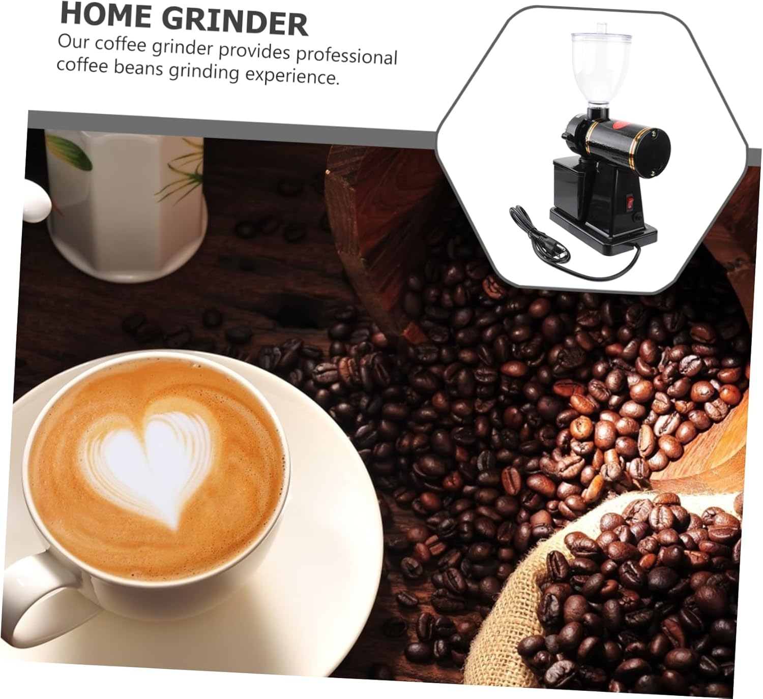 Unomor Coffee Bean Grinder Electric Maker Bean Burr Coffee Grinder Portable for Home Office