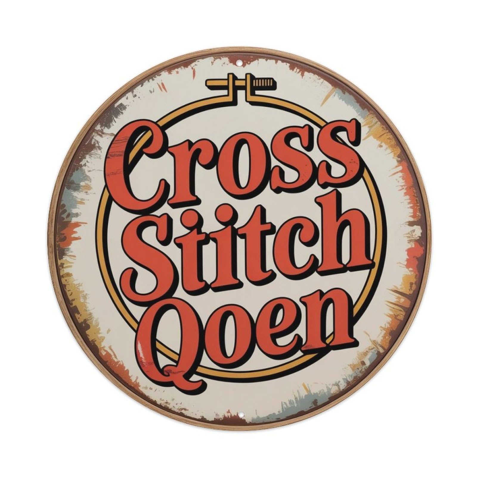 Cross Stitch Metal Tin Sign Plaque