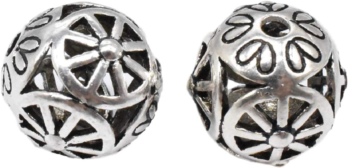 BBDMind2 Sterling Silver Wheel Beads, Steering Wheel Beads, Round Beads, 925 Silver Ball Beads, Bracelet Beads, Necklace Beads