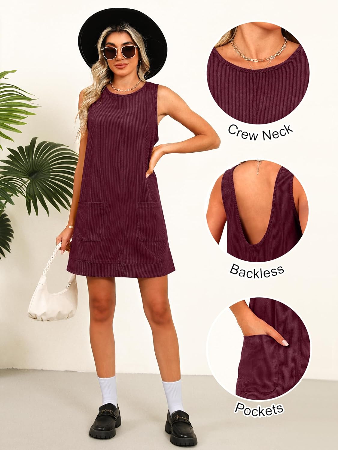 Caracilia Women Fall Dress 2026 Corduroy Overall Pinafore Skirtall Jumper Dresses with Pockets - Image 5