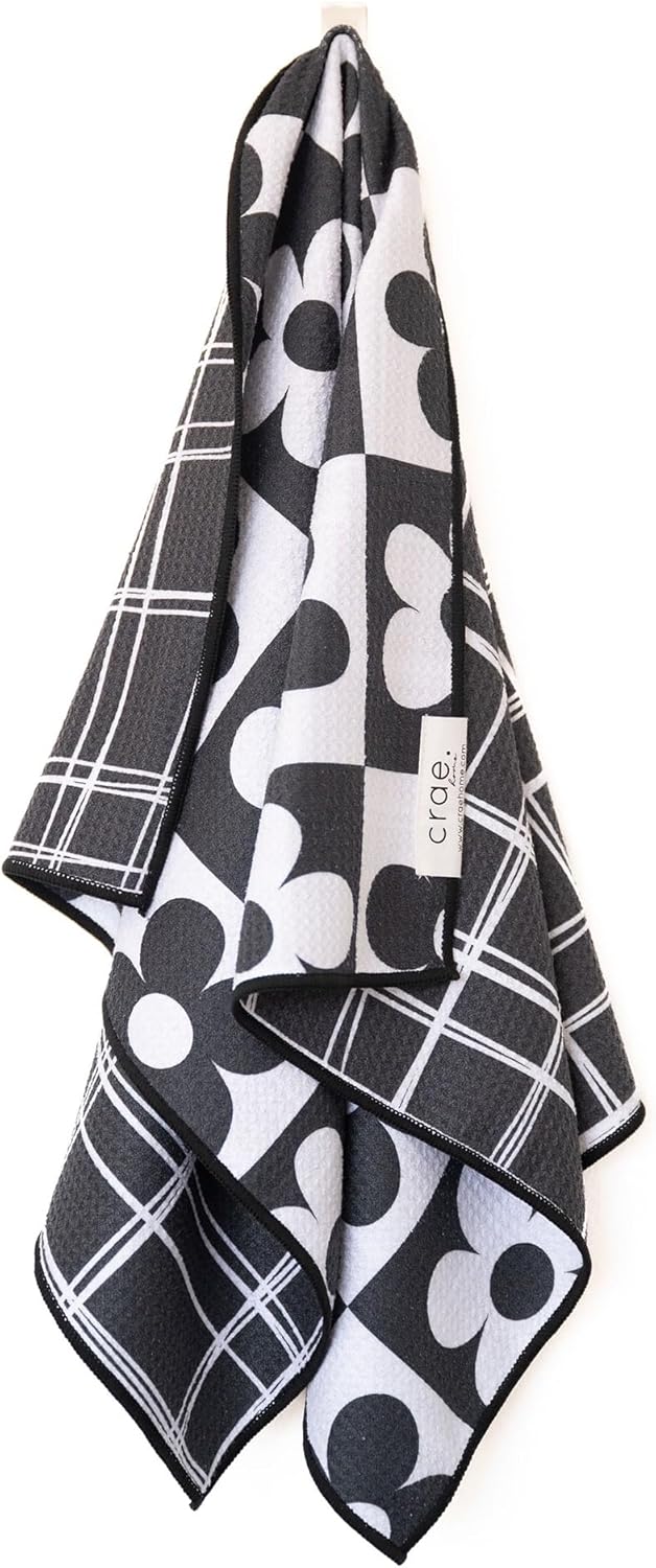 Reversible Microfiber Towel – Ultra Absorbent, Quick-Drying Hand Towels – Modern Design, Scratch-Free, Lint-Free for Kitchen, Bathroom, Car Cleaning – 19×29 Inches, Set of 1