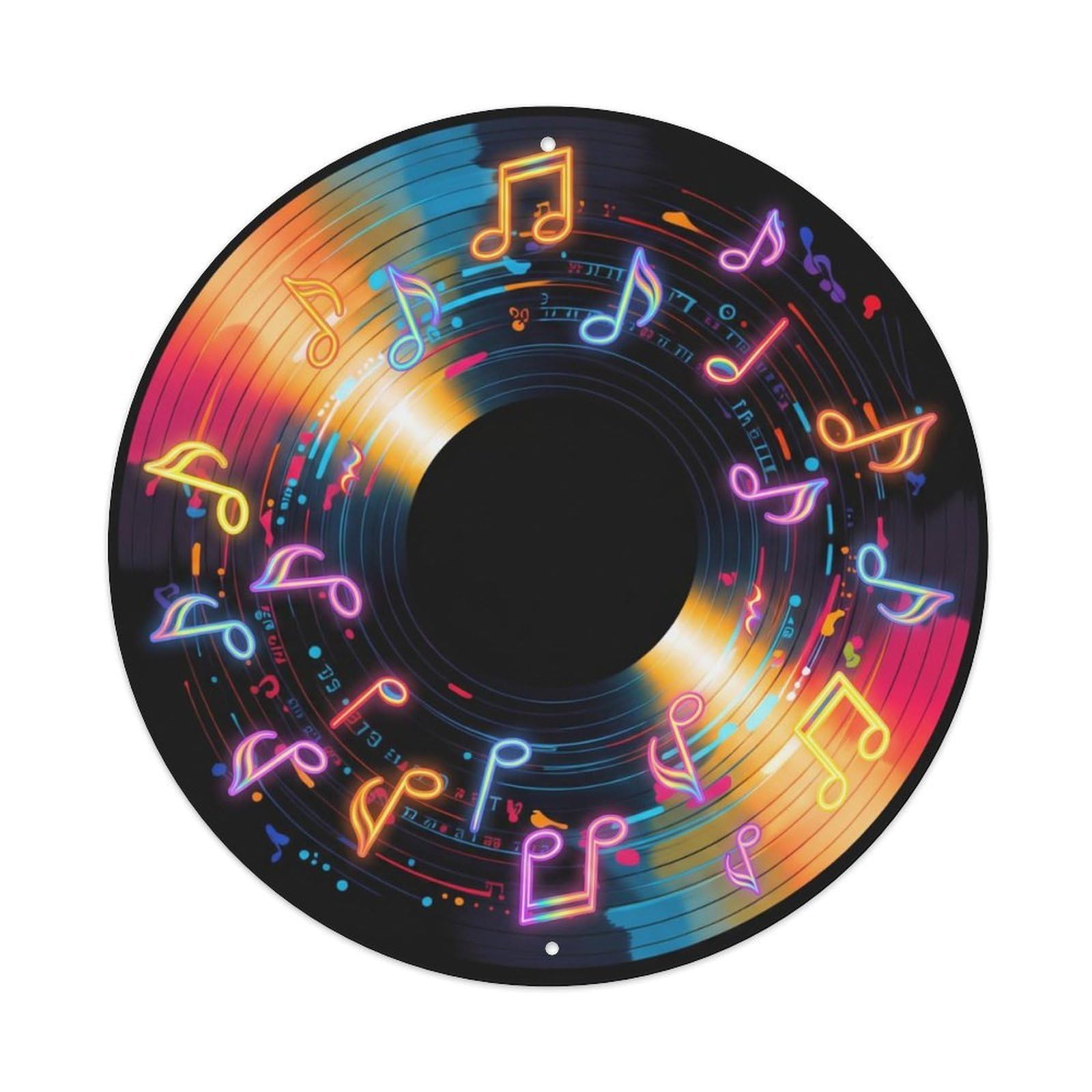 Colorful Music Vinyl Records Cheerful Bright Glow Metal Tin Sign