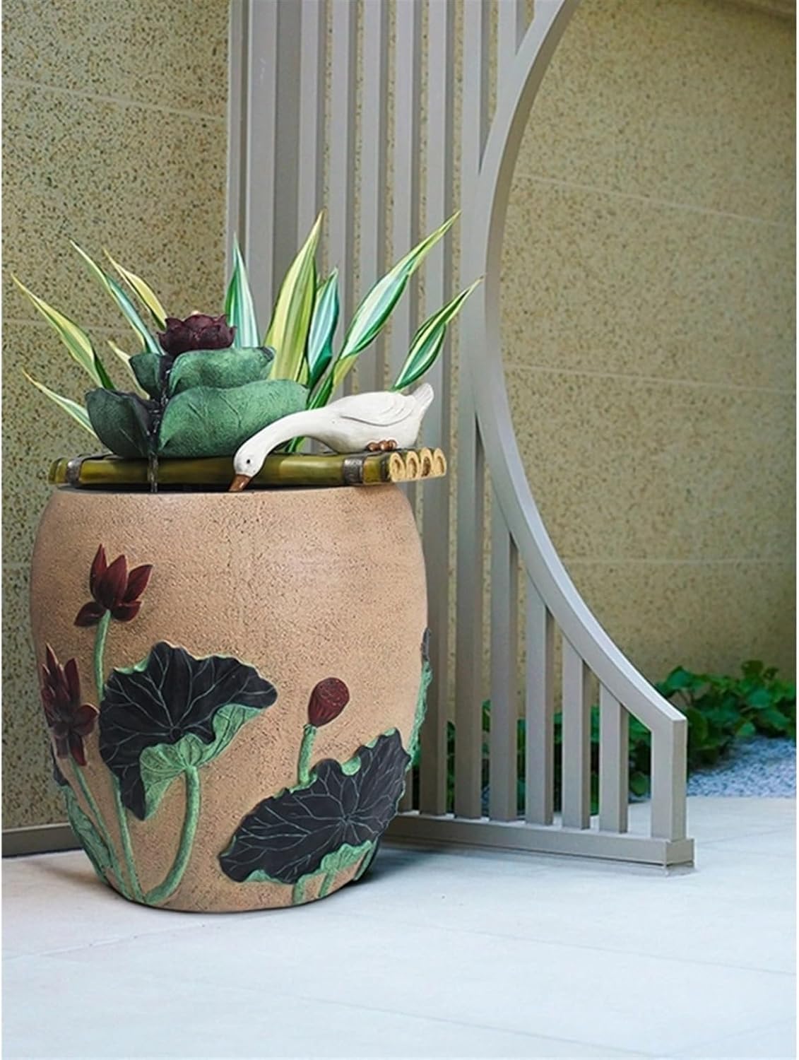 Modern Creative New Chinese Fish Tank Landscape, Outdoor Garden Landscape Layout, Garden Water Landing Decoration Floor-Standing Fountains