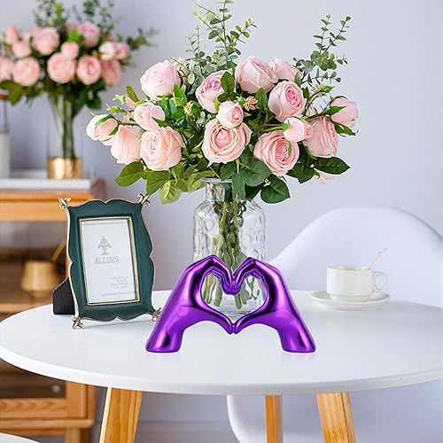 Miniatura 3 de Esculturas y estatuas moradas de mano y corazón, decoración del hogar de mano y corazón, regalos del día de San Valentín, decoración moderna del