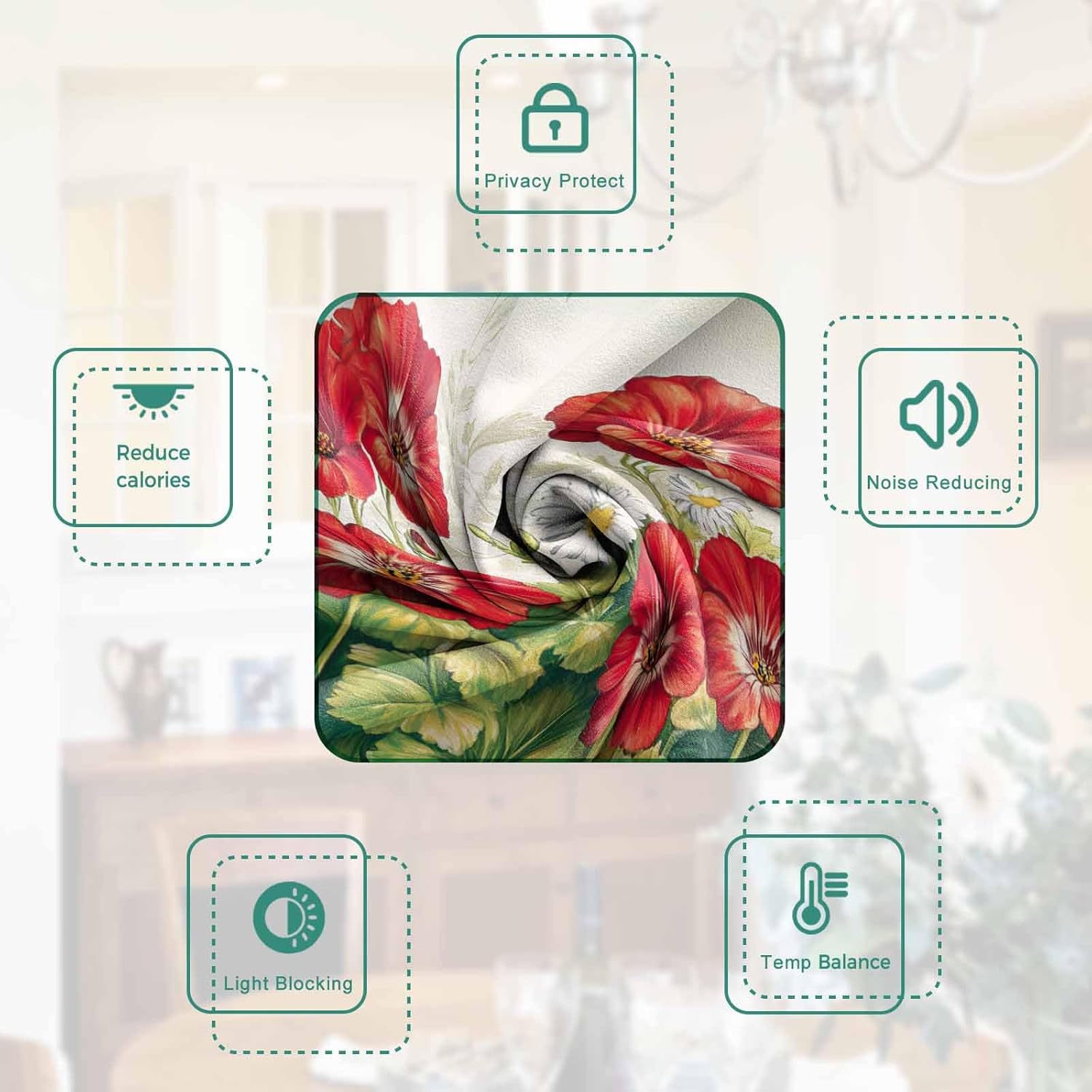 BEMIGO Door Curtains for Windows, Watercolor Flower Leaf Window Curtains for French Glass Door, Privacy Thermal Insulated Tie Up Shades, Vintage Farmhouse Gate Window Curtain 26"x70"