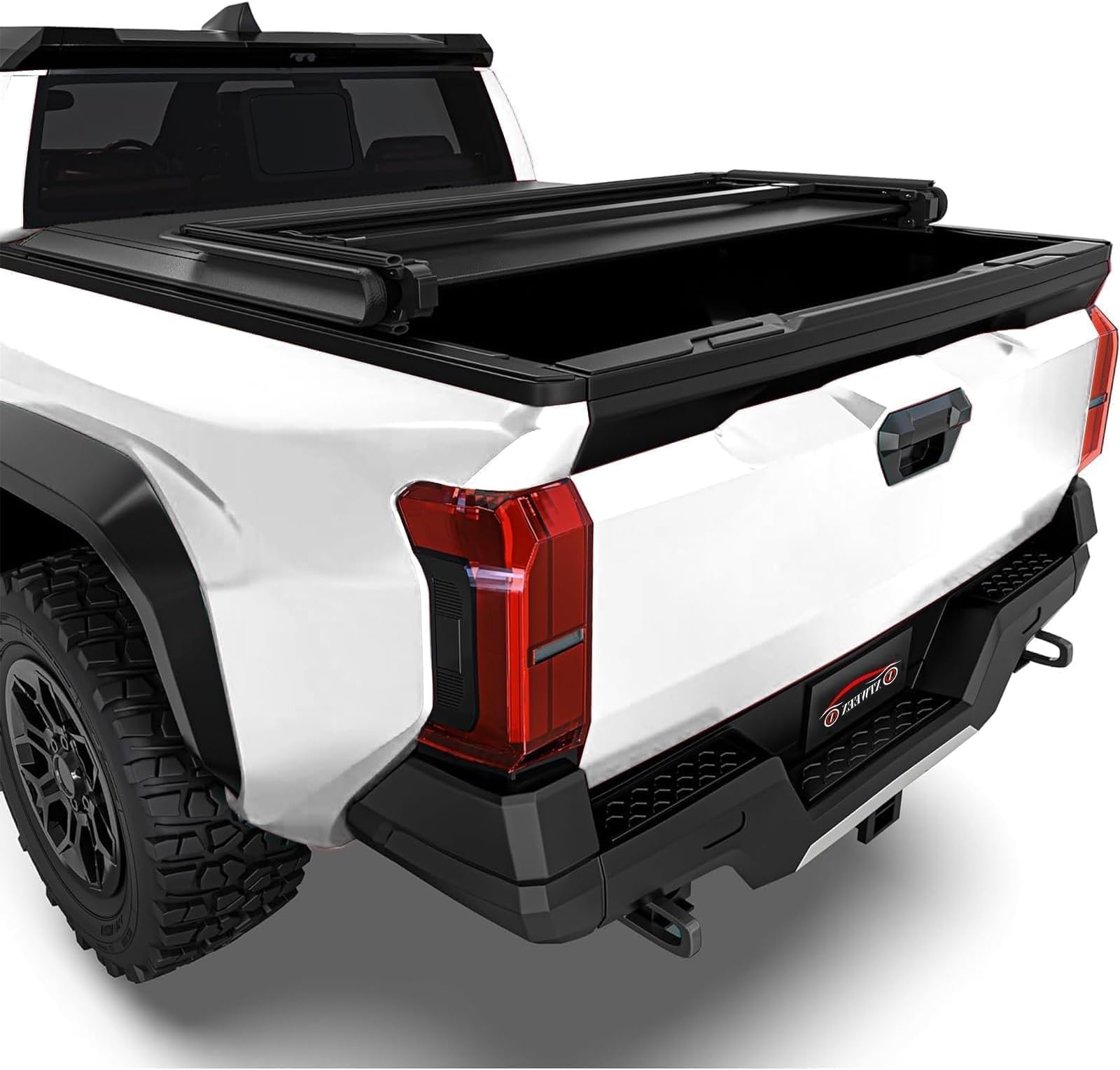 Vinyl Soft Tri-fold Truck Bed Tonneau Cover Compatible with 2016-2026 Toyota Tacoma 5 Ft Bed, Only fits Models with Factory Deck Rail System, Water-Proof