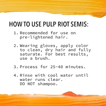 Pulp Riot Semi Permanent Hair Color Lasts Up To 40 Washes, Long-Lasting Vibrancy, Anti-Overworking Formula, Vegan, Conditioner-Based, 4oz Tube