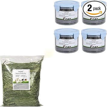 Timothy Hay 1.1 lbs and Timothy Hay Cubes 24 oz - for Rabbits Tortoise Guinea Pig