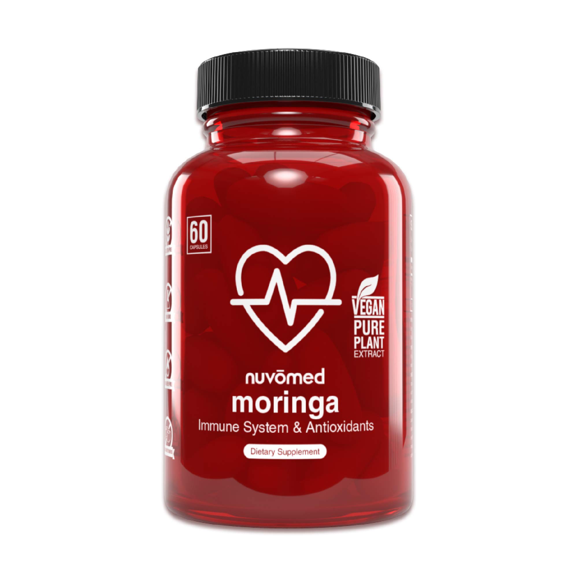 Nuvo-Med Moringa 8,000mg Extract with Vitamins & Antioxidants - Immunity and Anti-inflammatory Support, Transparent