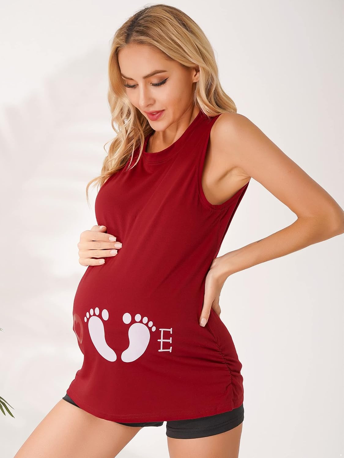 Alvivi Women' Summer Top Maternity Sleeveless Round Neckline Footed Pattern Letter Print Camis Tank Top
