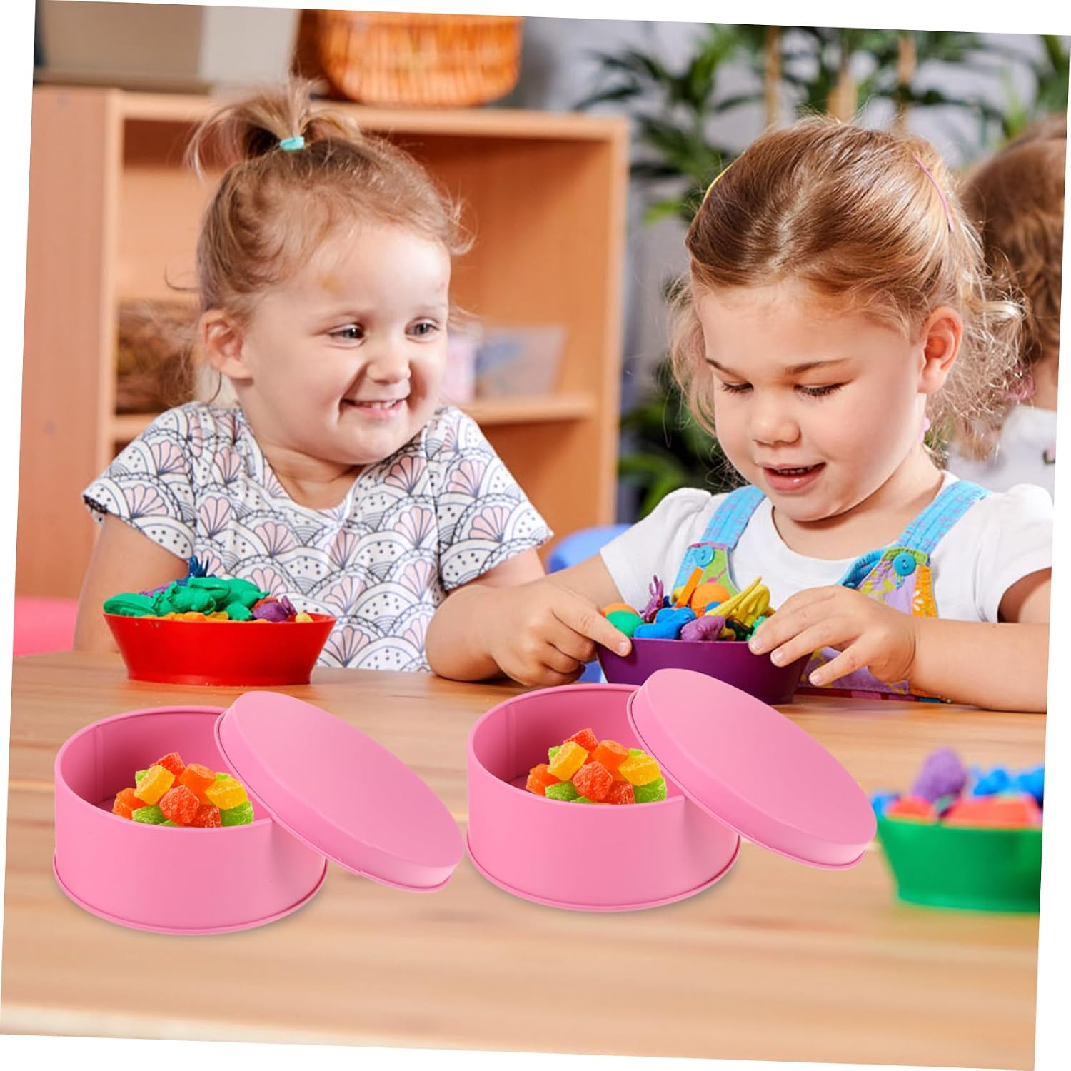 VICASKY 6pcs Large Capacity Tinplate Cookie Biscuit Storage Boxes with Sealing Lids Metal Candy Jars for Snack Organization and Fresh Keeping Pink Gift Packaging Containers
