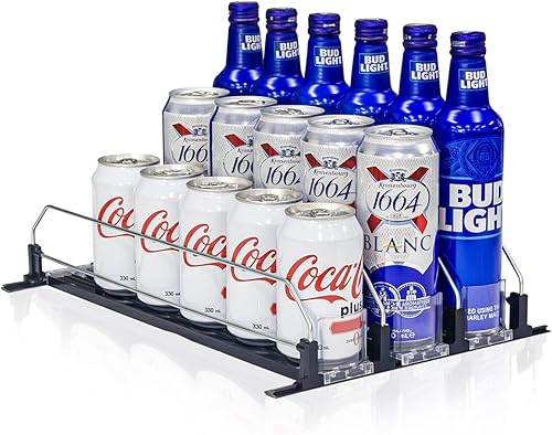 Organizador de bebidas para refrigerador organizador de latas de botellas de refrigerador dispensador de latas de soda autoempujante con capacidad