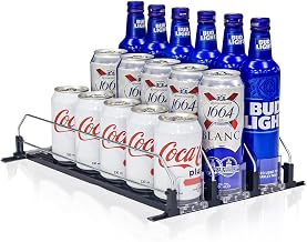 Drink Organizer for Fridge | Refrigerator Bottle Can Organizer, Self-Pushing Soda Can Dispenser Holds 15 Cans, Beverage Storage for Pantry/Vending Machine (3, 16.2")