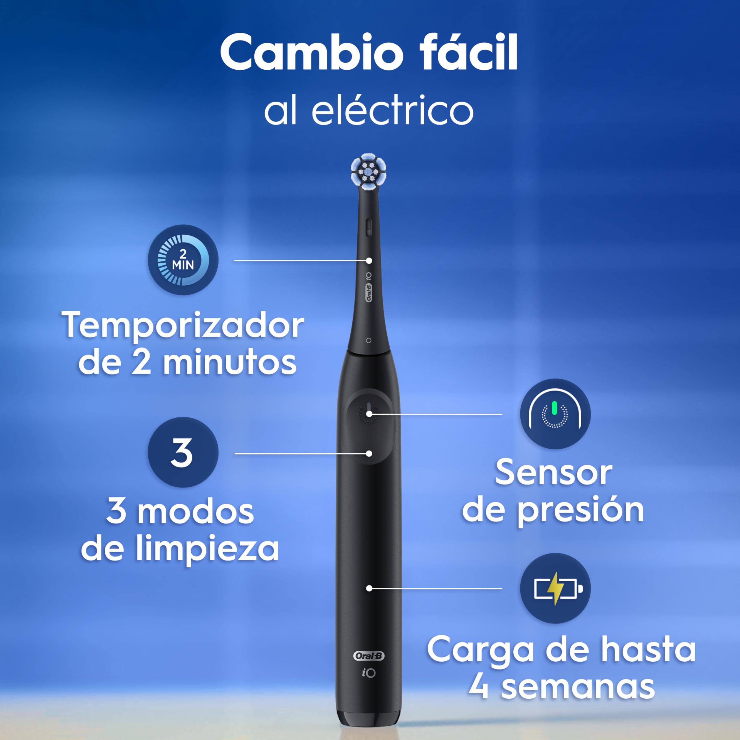 Oral-B iO 2 Cepillos de Dientes Eléctricos, Negro Y Rosa, Pack de 2, 2 Cabezales - 1 Estuche de Viaje, 1 Portarrecambios, 3 Modos de Cepillado, Sensor de Presión y Temporizador