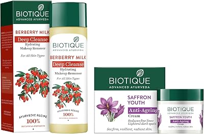 Bio Saffron Dew Youthful Nourishing Day Cream For All Skin Types, 50G And Biotique Bio Berberry Hydrating Cleanser For All Skin Types, 120Ml