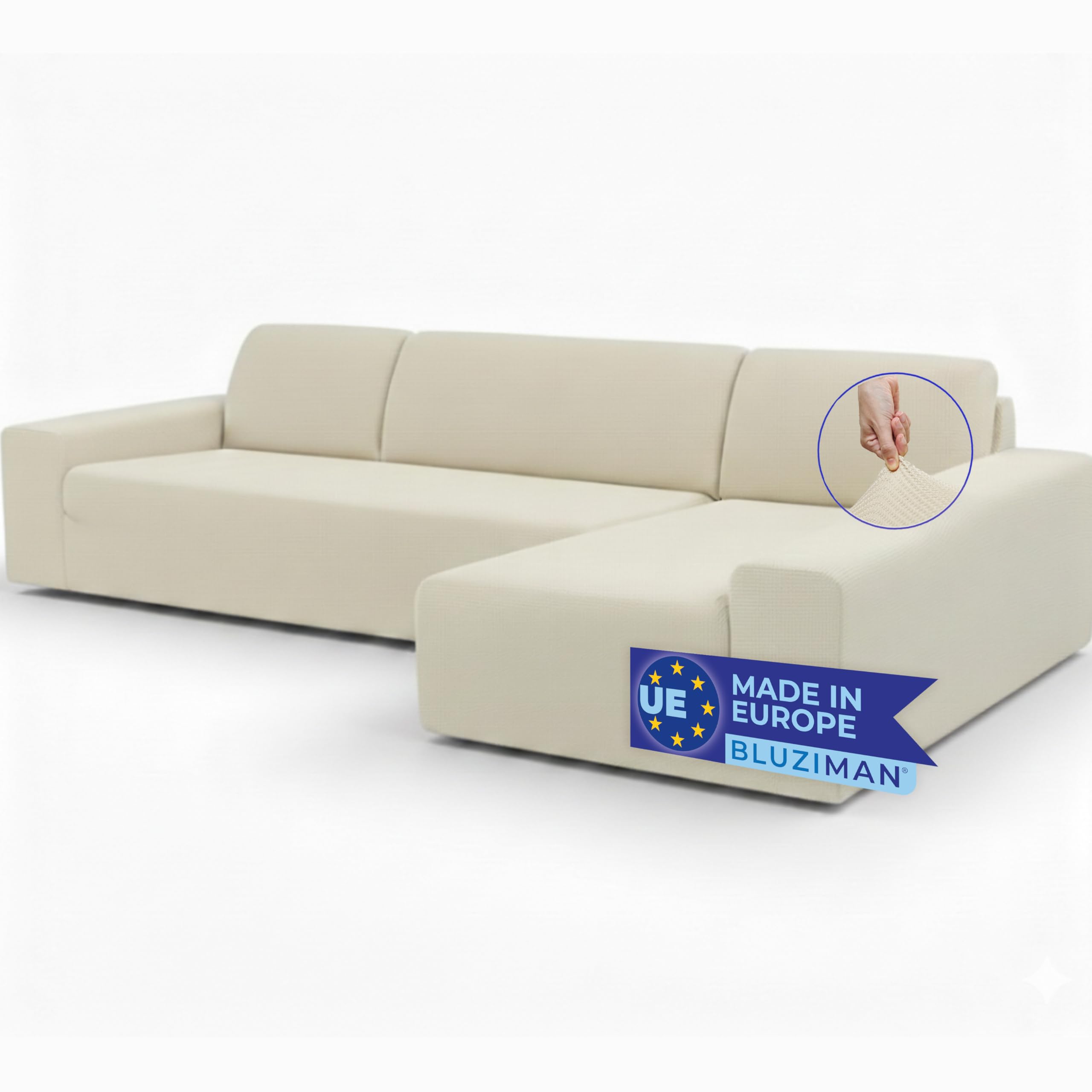 Funda Sofa Chaise Long Gruesa Hecho en España, Fundas Chaise Longue Universal Super Elástica Ajustable, Protector Sofa Calidad, Sofa Cover (Derecho - Visto de Frente, Brazo Largo)