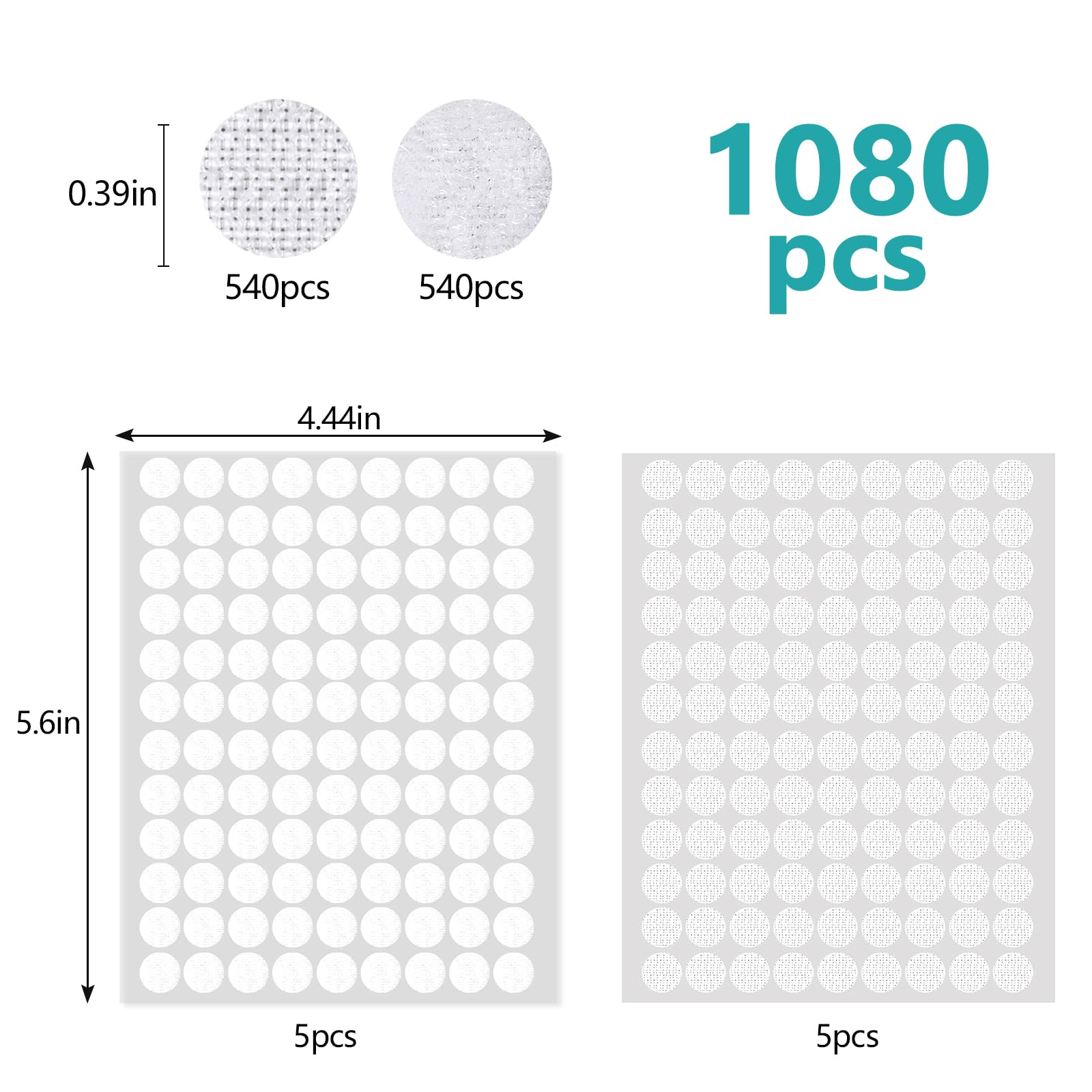 60 Paires Autocollants Scratch Ronds 15mm - Double Face - Pour Couture, DIY, Bricolage