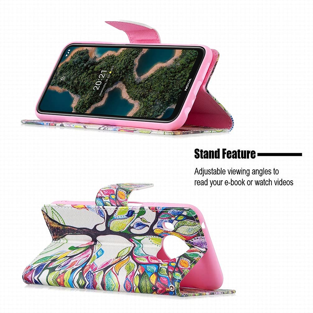 LEMORRY Etui na telefon do NOKIA X10 X20 skórzane etui z klapką portfel etui wąskie dopasowanie ochrona zderzaka pasek magnetyczny stojak przegródka na karty silikonowa obudowa TPU do NOKIA X10 X20, wzór 2