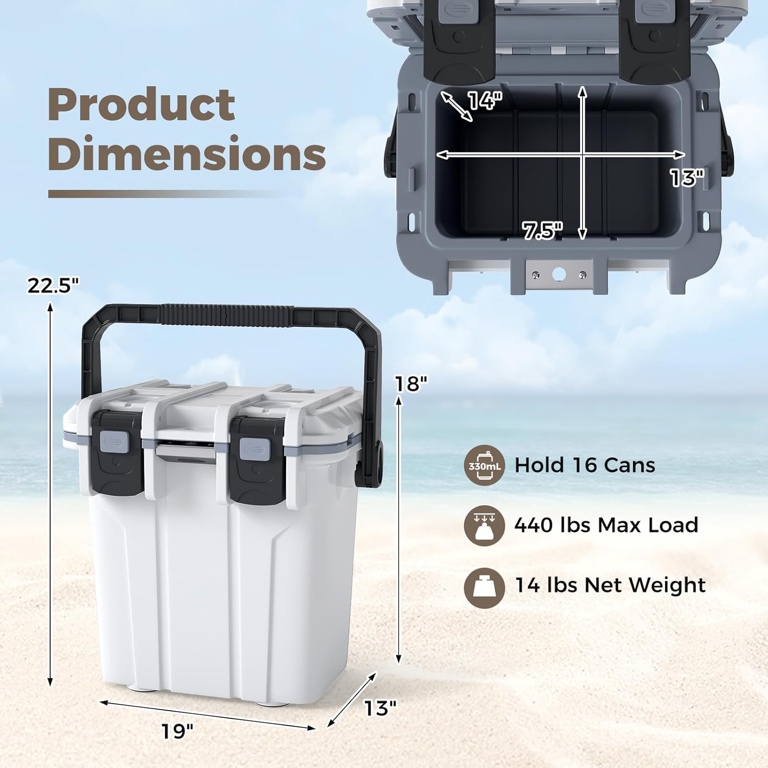 Goplus Ultra-Light Injection Molded Cooler, Hard Ice Chest with 2 Handles & Bottle Opener, Insulated Ice Retention Cooler Keep Ice for 6 Days, for Camping, Fishing, Beach & Tailgating