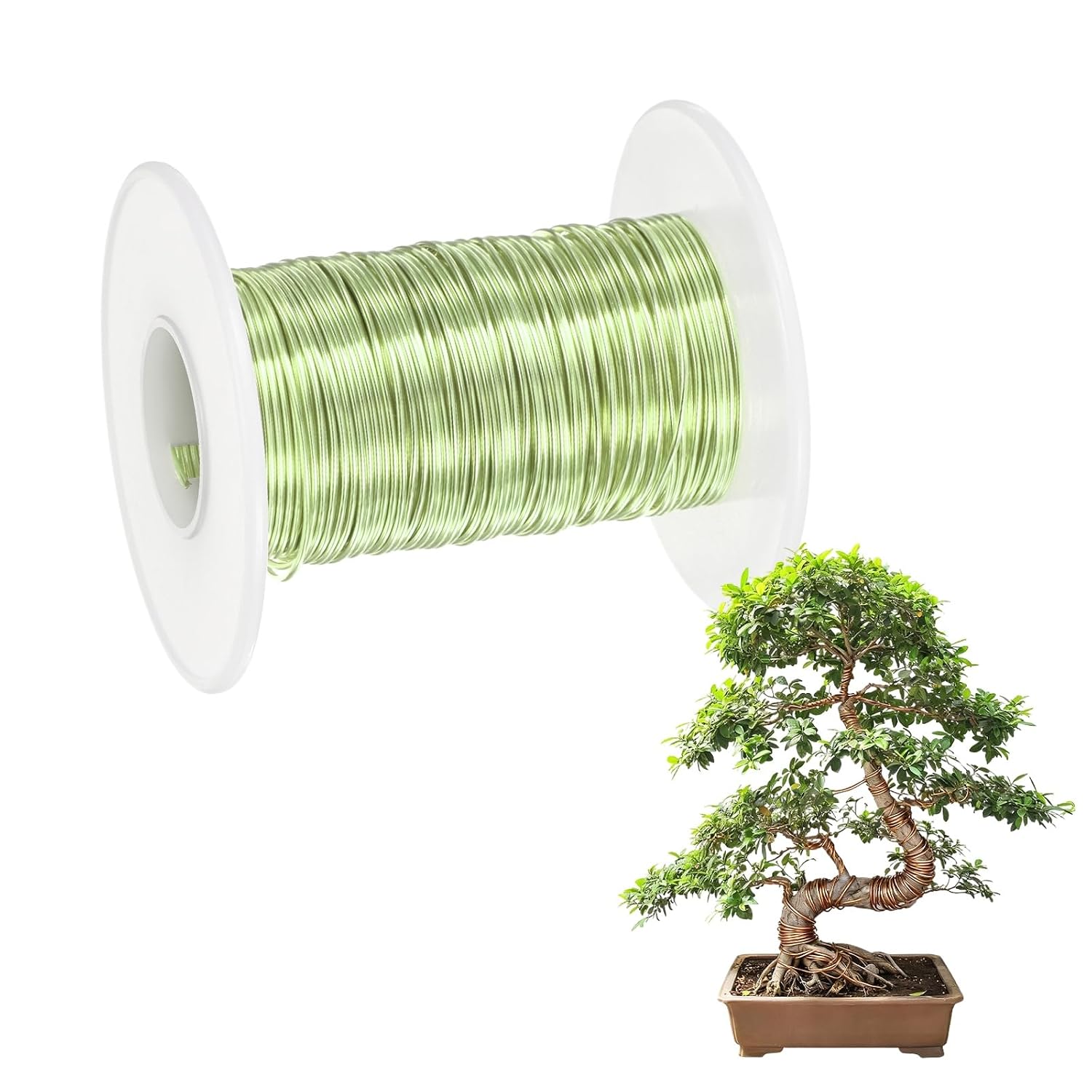 M METERXITY 1-Pack Bonsai Training Wire, 0.8mm x 66ft/20m Anodized Aluminum Bonsai Tree Wire for Fine Trunk/Gardening Branch/DIY Crafting [Grass Green]