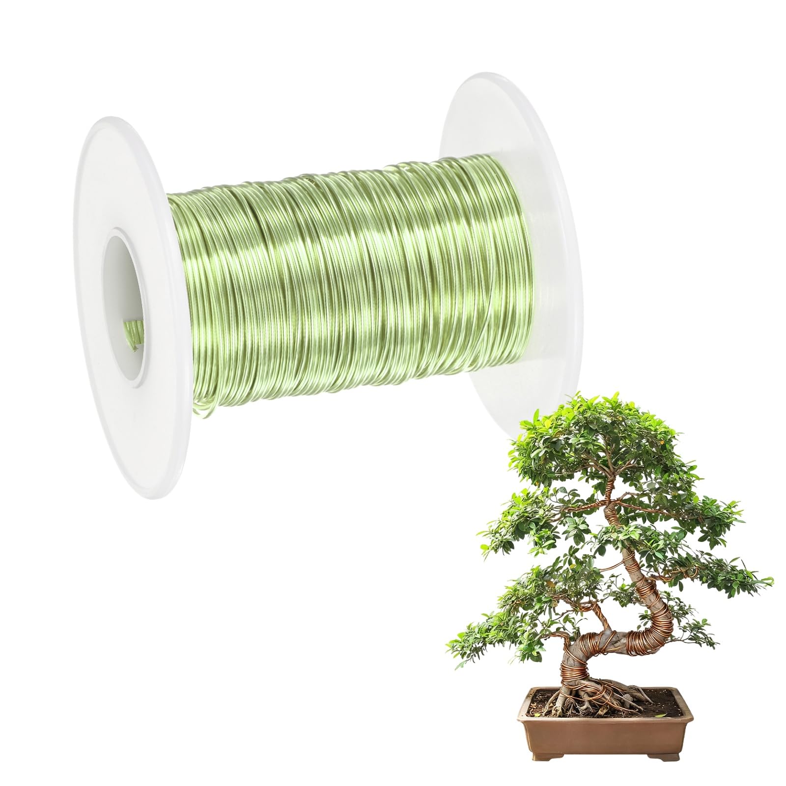 M METERXITY 1-Pack Bonsai Training Wire 0.8mm x 66ft/20m, Grass Green