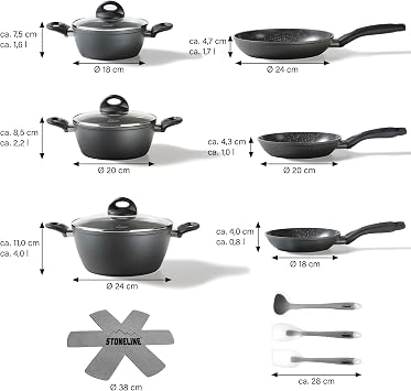 STONEDINE Ceramic Cookware Set, 14 Pieces.