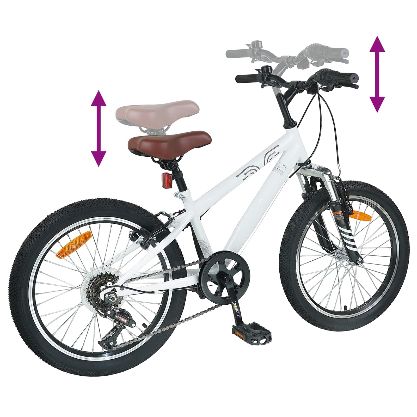 vidaXL Vélo de Montagne 24 Pouces 6-Vitesse pour Les 8-12 Ans Blanc, Vélo de Montagne Dynamique, siège réglable, Parfait pour Les sentiers, Aventures Multi-Terrain, balades urbaines