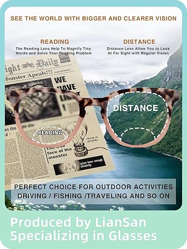 Miniatura 5 de LianSan Lentes de lectura bifocales invisibles para mujer bloqueo de luz azul lentes transparentes con bisagra de resorte moda al aire libre