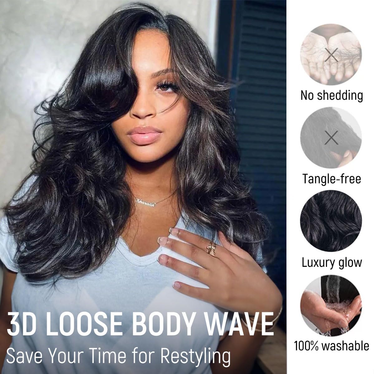mscoco Wear and Go Glueless Wigs Human Hair Pre Plucked Pre Cut 6×5 Loose Body Wave HD Lace Closure Wigs Human Hair for Black Women Pre Bleached Knots 200% Density 16inch Natural Black Wig