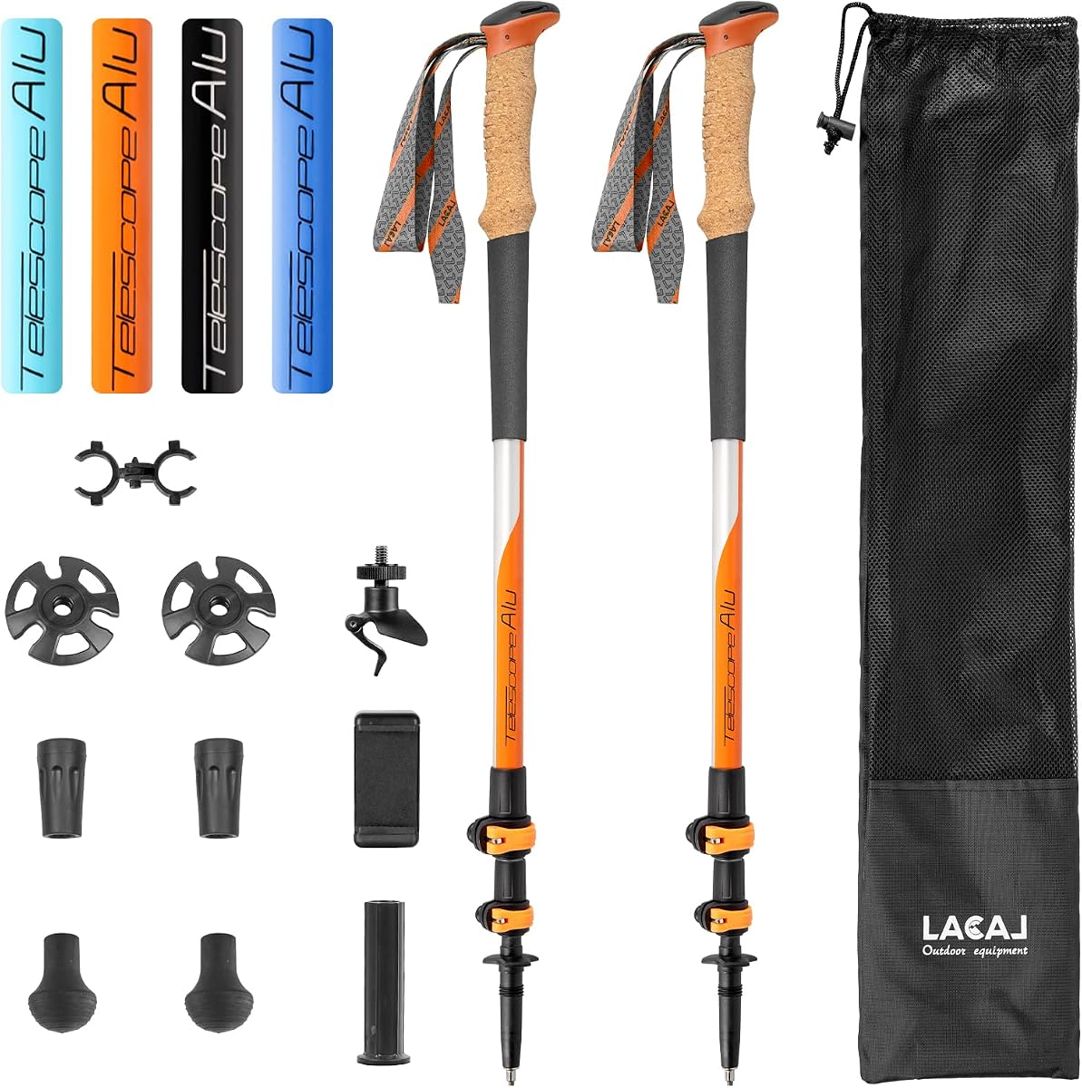 Bastones de senderismo, bastones de senderismo telescópicos ultraligeros, bastones portátiles con altura ajustable para hombres y mujeres