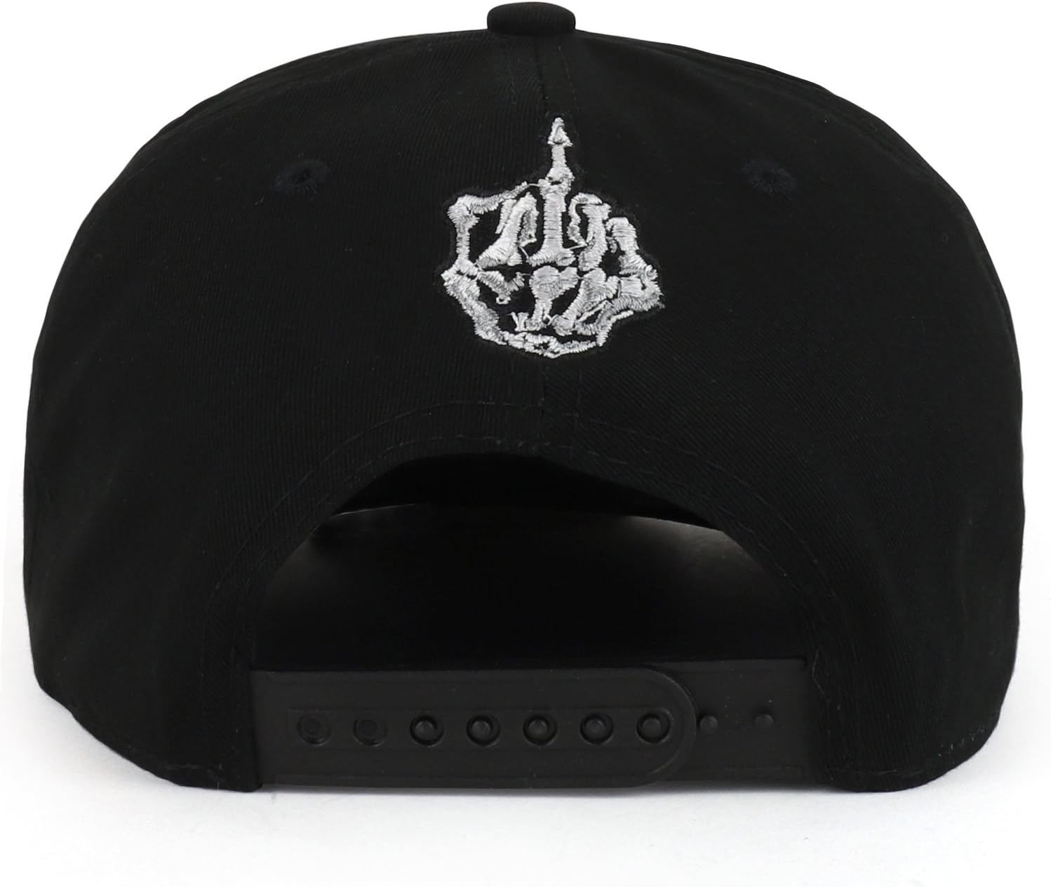 Trendy Apparel Shop Skeleton Middle Finger Embroidered Flatbill Snapback Cap - Image 3