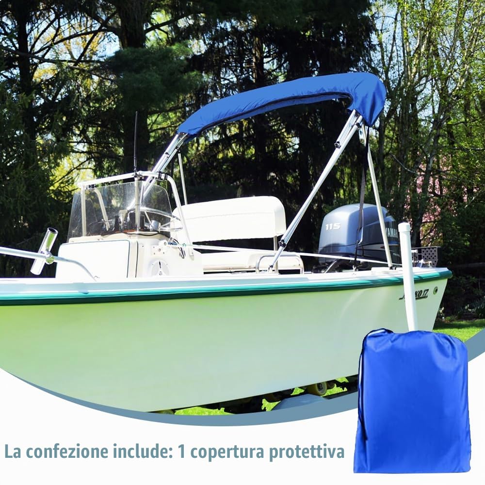 Tendalino per barca Copertura per bagagliaio per 3 supporti per prua Top - Accessori per l'organizzazione del baldacchino impermeabile 600D per neve Pioggia a prova di polvere (3BOW 73-78W)
