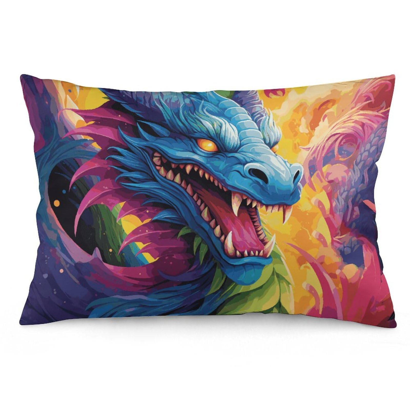NONHAI 2 Pack Pillow Cases for Hair and Skin, Soft Breathable Pillow Case Covers with Hidden Zipper, Colorful of Dragons Pillowcase 20"x30" Pillow Covers for Sleeping Gift