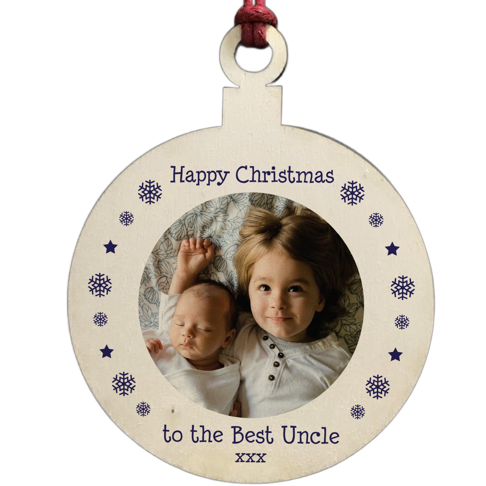 Personalised For Uncle Best Hanging Photo Christmas Bauble Thank You