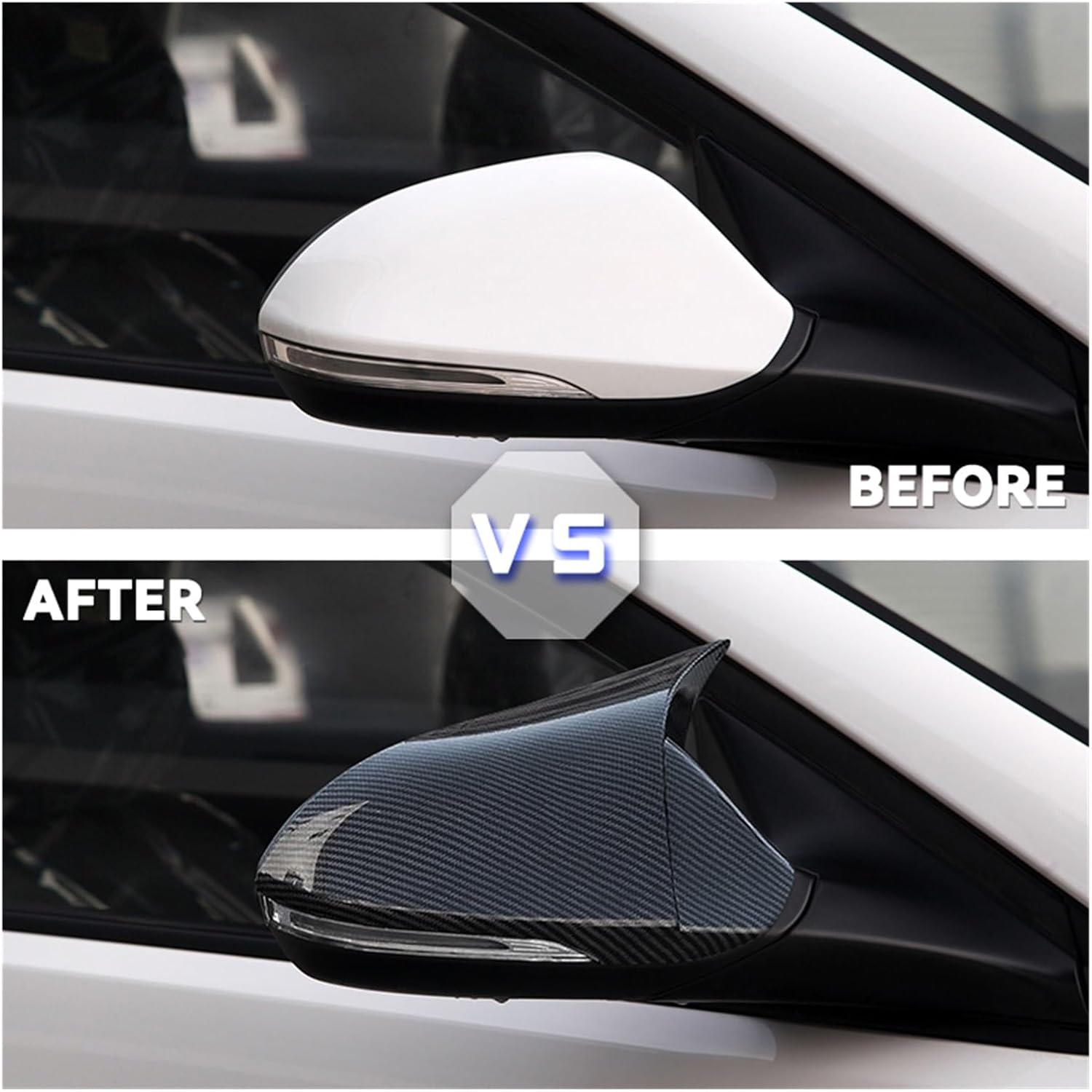 2 Pieces Bat Wing Mirror Covers Caps Rearview Mirror Case Cover Gloss Black Accessory Fit for Hyundai MISTRA 2014-2019 Rearview Mirror Cover (Color : 1pc Black Left, Size : 1)