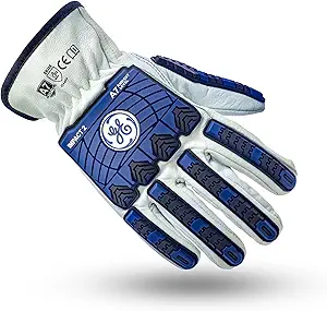 GE TPR Impact 2 Leather Gloves - A7 Cut Resistance & Protection, Needle Proof Driver Gloves for Men and Women